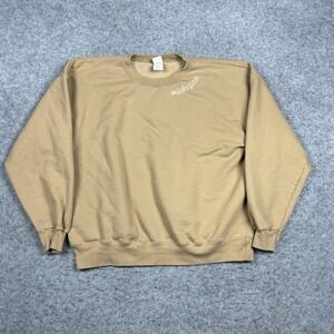 Hanes‎ Ultimate Cotton Crewneck Oversized Sweater Womens XL Beige Embroidered